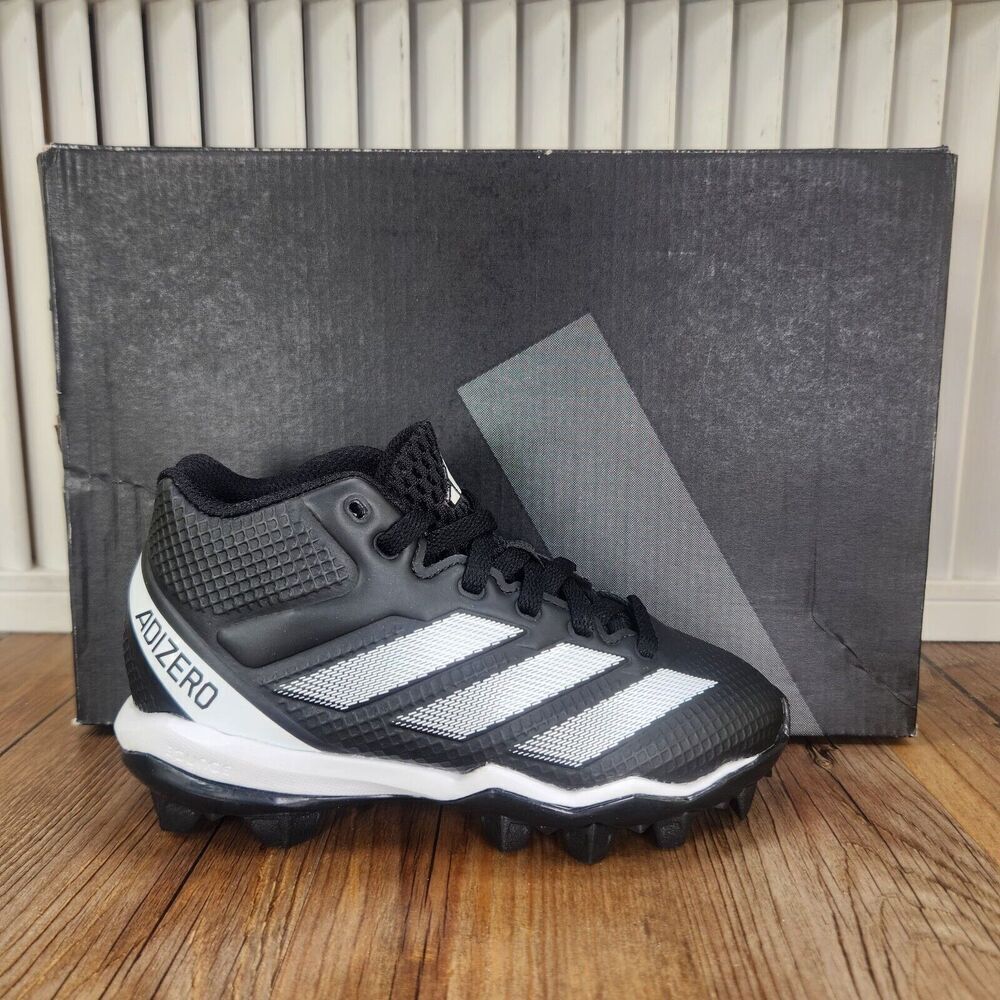 Adidas Adizero Impact.2 Mid Kid Sz 10K Black White Molded Football Cleats IF5108